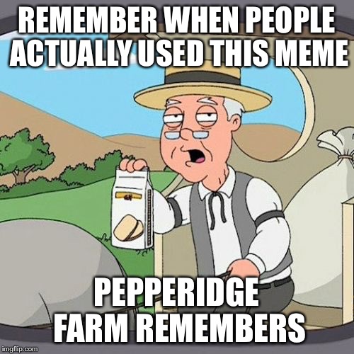 REMEMBER WHEN PEOPLE ACTUALLY USED THIS MEME PEPPERIDGE FARM REMEMBERS | made w/ Imgflip meme maker