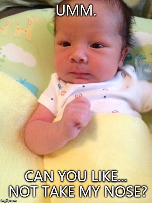 My Nephew Kason :) | UMM. CAN YOU LIKE... NOT TAKE MY NOSE? | image tagged in baby | made w/ Imgflip meme maker