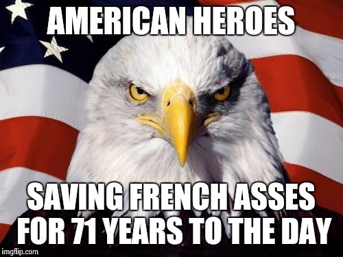 AMERICAN HEROES SAVING FRENCH ASSES FOR 71 YEARS TO THE DAY | made w/ Imgflip meme maker
