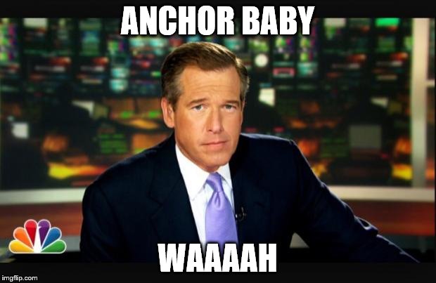 Brian williams | ANCHOR BABY WAAAAH | image tagged in brian williams | made w/ Imgflip meme maker