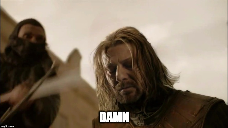 Ned | DAMN | image tagged in game of thrones | made w/ Imgflip meme maker