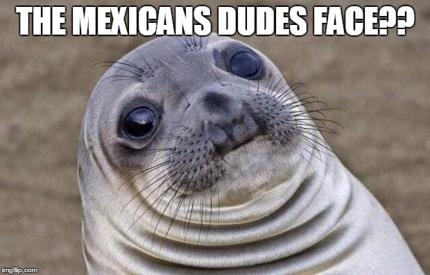 THE MEXICANS DUDES FACE?? | image tagged in memes,awkward moment sealion | made w/ Imgflip meme maker