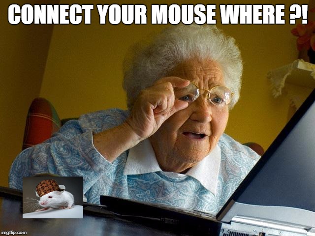 Grandma Finds The Internet | CONNECT YOUR MOUSE WHERE ?! | image tagged in memes,grandma finds the internet,scumbag | made w/ Imgflip meme maker