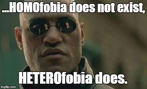 Matrix Morpheus Meme | ...HOMOfobia does not exist, HETEROfobia does. | image tagged in memes,matrix morpheus | made w/ Imgflip meme maker