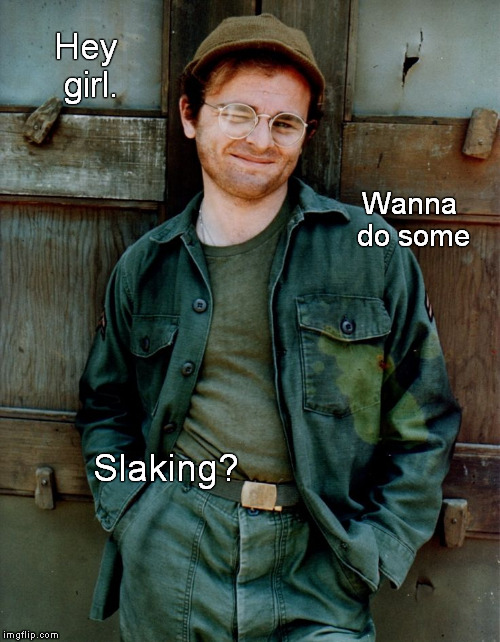 And grape NEHIs. | Hey girl. Wanna do some Slaking? | image tagged in memes,funny memes,mash,radar o'reilly,shaitans muse,nehi | made w/ Imgflip meme maker