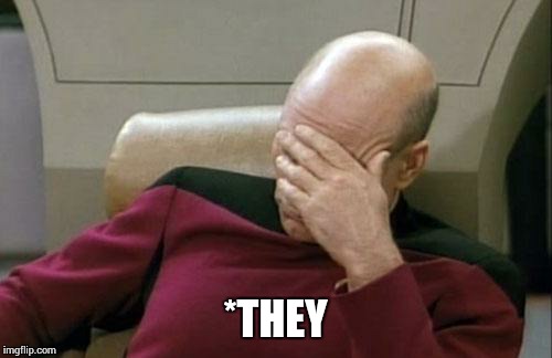 Captain Picard Facepalm Meme | *THEY | image tagged in memes,captain picard facepalm | made w/ Imgflip meme maker
