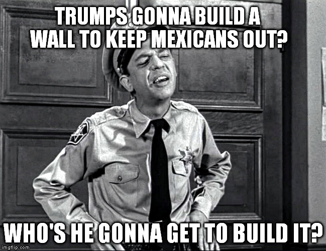 Sceptical cop | TRUMPS GONNA BUILD A WALL TO KEEP MEXICANS OUT? WHO'S HE GONNA GET TO BUILD IT? | image tagged in funny memes,memes | made w/ Imgflip meme maker