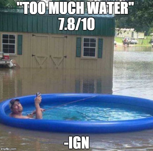 "TOO MUCH WATER" -IGN 7.8/10 | image tagged in too much water,ign,flood,too funny,pokemon | made w/ Imgflip meme maker