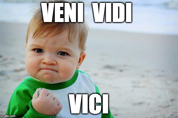 sucess kid | VENI  VIDI VICI | image tagged in sucess kid | made w/ Imgflip meme maker