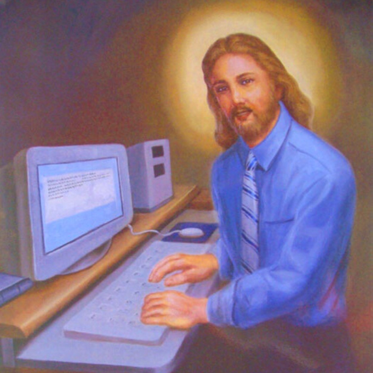 High Quality jesus in PC Blank Meme Template
