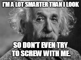 I'm a lot smarter than I look | I'M A LOT SMARTER THAN I LOOK SO DON'T EVEN TRY TO SCREW WITH ME. | image tagged in smart | made w/ Imgflip meme maker