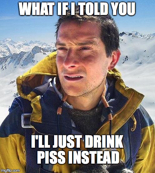 Bear | WHAT IF I TOLD YOU I'LL JUST DRINK PISS INSTEAD | image tagged in bear | made w/ Imgflip meme maker