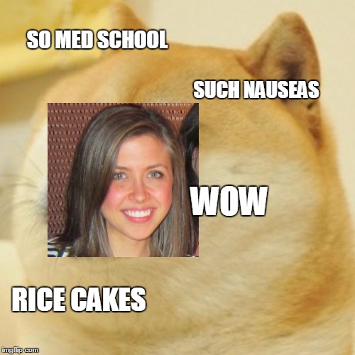 Doge Meme | SO MED SCHOOL SUCH NAUSEAS WOW RICE CAKES | image tagged in memes,doge | made w/ Imgflip meme maker