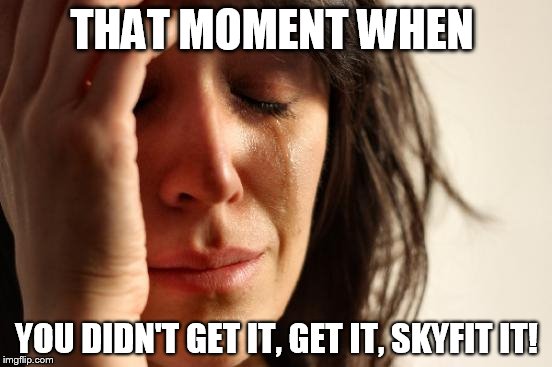 First World Problems | THAT MOMENT WHEN YOU DIDN'T GET IT, GET IT, SKYFIT IT! | image tagged in memes,first world problems | made w/ Imgflip meme maker
