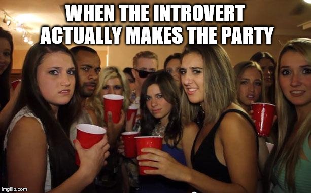 Awkward Party | WHEN THE INTROVERT ACTUALLY MAKES THE PARTY | image tagged in awkward party | made w/ Imgflip meme maker