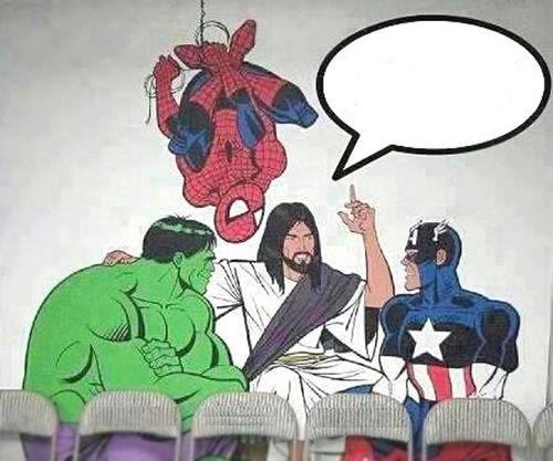 Jesus Hulk Captain America Spider-Man Blank Meme Template