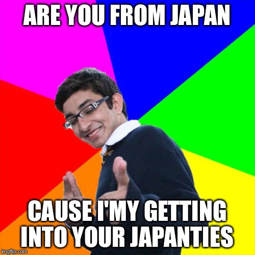 Subtle Pickup Liner | ARE YOU FROM JAPAN CAUSE I'MY GETTING INTO YOUR JAPANTIES | image tagged in memes,subtle pickup liner | made w/ Imgflip meme maker