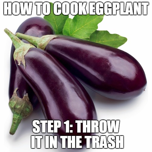 Then go make spaghetti | HOW TO COOK EGGPLANT STEP 1: THROW IT IN THE TRASH | image tagged in how to,eggplant,cooking | made w/ Imgflip meme maker
