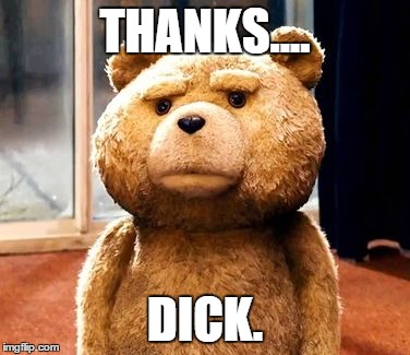 TED Meme | THANKS.... DICK. | image tagged in memes,ted | made w/ Imgflip meme maker