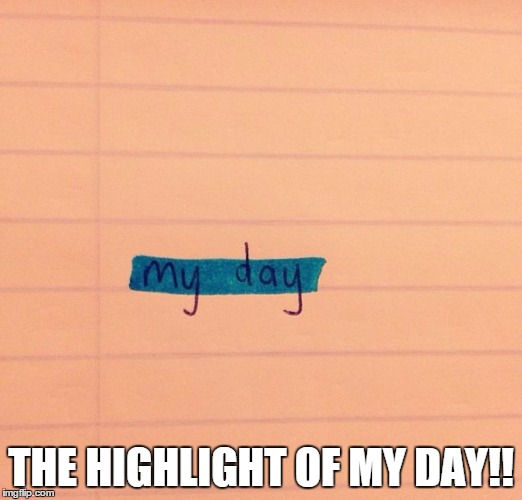highlight of my day | THE HIGHLIGHT OF MY DAY!! | image tagged in highlight,my day | made w/ Imgflip meme maker