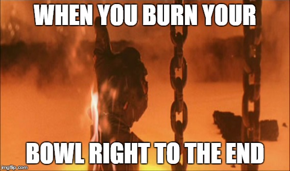 Fire That Bowl | WHEN YOU BURN YOUR BOWL RIGHT TO THE END | image tagged in weed,fire,terminator meme | made w/ Imgflip meme maker
