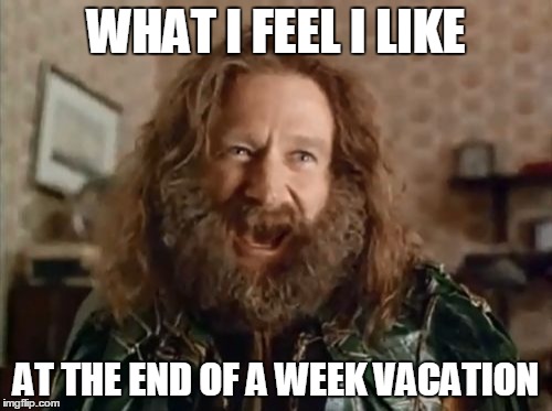 What Year Is It Meme | WHAT I FEEL I LIKE AT THE END OF A WEEK VACATION | image tagged in memes,what year is it | made w/ Imgflip meme maker