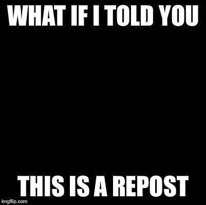 Blank | WHAT IF I TOLD YOU THIS IS A REPOST | image tagged in blank | made w/ Imgflip meme maker
