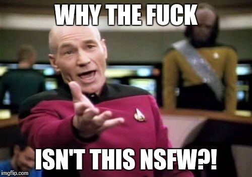 Picard Wtf Meme | WHY THE F**K ISN'T THIS NSFW?! | image tagged in memes,picard wtf | made w/ Imgflip meme maker