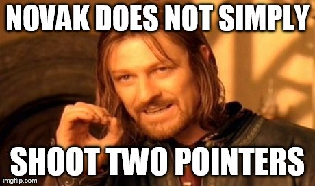 One Does Not Simply Meme | NOVAK DOES NOT SIMPLY SHOOT TWO POINTERS | image tagged in memes,one does not simply | made w/ Imgflip meme maker