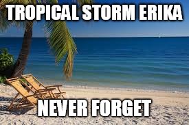 TROPICAL STORM ERIKA NEVER FORGET | image tagged in erika | made w/ Imgflip meme maker
