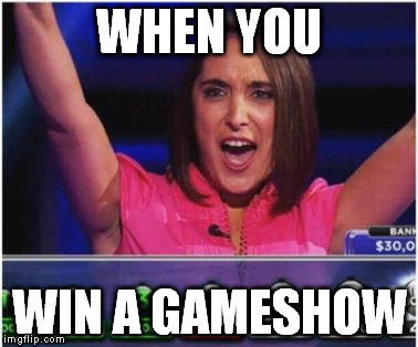 Crane on TV | WHEN YOU WIN A GAMESHOW | image tagged in crane on tv | made w/ Imgflip meme maker