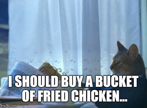 I Should Buy A Boat Cat Meme | I SHOULD BUY A BUCKET OF FRIED CHICKEN... | image tagged in memes,i should buy a boat cat | made w/ Imgflip meme maker