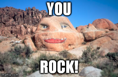 You Rock! | YOU ROCK! | image tagged in rock,pun,landscape | made w/ Imgflip meme maker