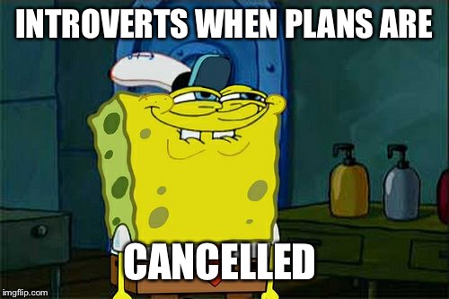 Don't You Squidward | INTROVERTS WHEN PLANS ARE CANCELLED | image tagged in memes,dont you squidward | made w/ Imgflip meme maker