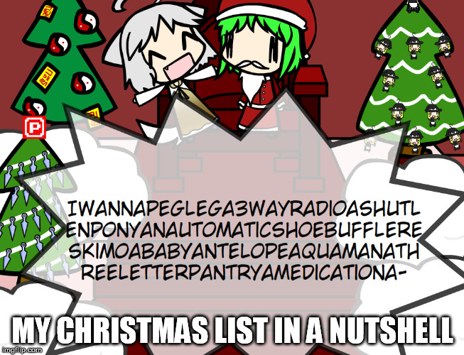 Christmas every year...... | MY CHRISTMAS LIST IN A NUTSHELL | image tagged in christmas,santa clause | made w/ Imgflip meme maker