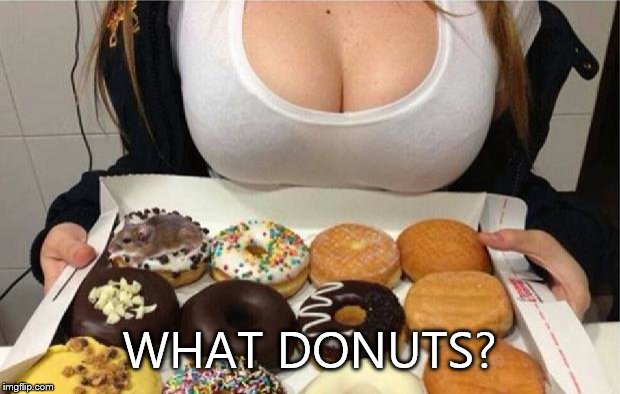 Donuts | WHAT DONUTS? | image tagged in oh wow doughnuts,what,breasts,tits,boobs | made w/ Imgflip meme maker