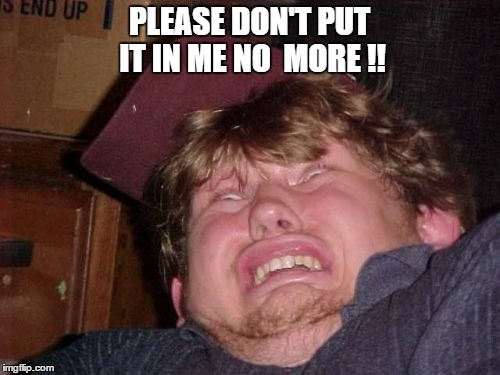 WTF | PLEASE DON'T PUT IT IN ME NO  MORE !! | image tagged in memes,wtf | made w/ Imgflip meme maker