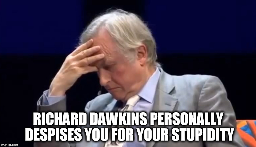RICHARD DAWKINS PERSONALLY DESPISES YOU FOR YOUR STUPIDITY | image tagged in richard dawkins,brilliant,atheism | made w/ Imgflip meme maker