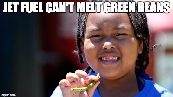 JET FUEL CAN'T MELT GREEN BEANS | image tagged in greenbeans,jetfuelcantmeltsteelbeams | made w/ Imgflip meme maker