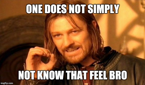 One Does Not Simply Meme | ONE DOES NOT SIMPLY NOT KNOW THAT FEEL BRO | image tagged in memes,one does not simply | made w/ Imgflip meme maker
