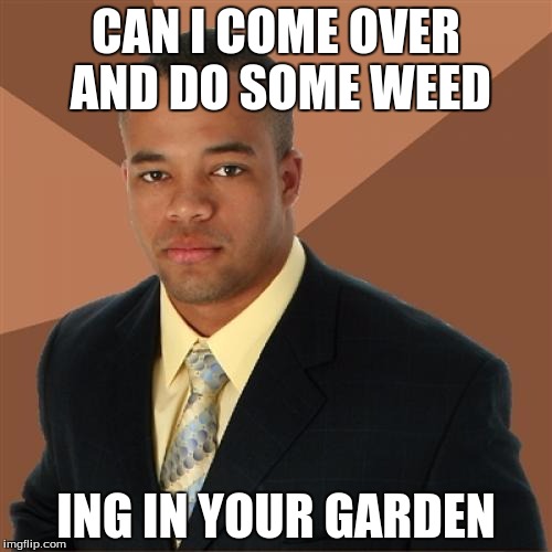 Successful Black Man | CAN I COME OVER AND DO SOME WEED ING IN YOUR GARDEN | image tagged in memes,successful black man | made w/ Imgflip meme maker