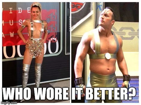 WHO WORE IT BETTER? | image tagged in vma rock | made w/ Imgflip meme maker