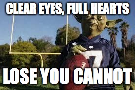 Friday Night Lights Yoda | CLEAR EYES, FULL HEARTS LOSE YOU CANNOT | image tagged in yodafootball | made w/ Imgflip meme maker