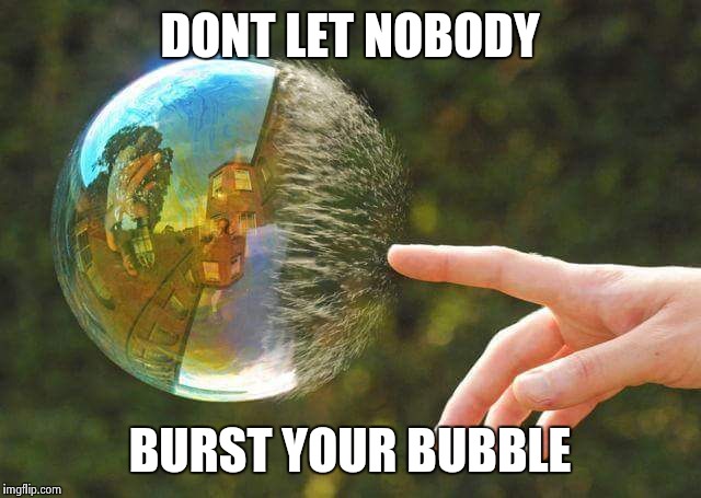 Burst your bubble | DONT LET NOBODY BURST YOUR BUBBLE | image tagged in bubbles | made w/ Imgflip meme maker