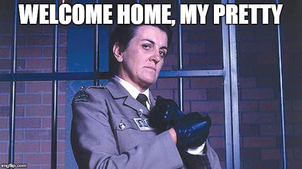 WELCOME HOME, MY PRETTY | image tagged in the freak,vinegar tits,prisoner,cell block h | made w/ Imgflip meme maker