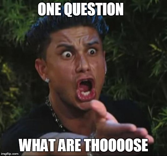 DJ Pauly D | ONE QUESTION WHAT ARE THOOOOSE | image tagged in memes,dj pauly d | made w/ Imgflip meme maker