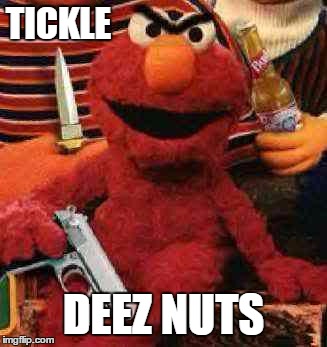 Gangsta Elmo | TICKLE DEEZ NUTS | image tagged in gangsta elmo | made w/ Imgflip meme maker