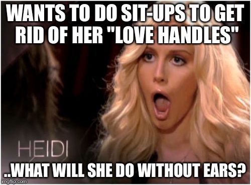 So Much Drama | WANTS TO DO SIT-UPS TO GET RID OF HER "LOVE HANDLES" ..WHAT WILL SHE DO WITHOUT EARS? | image tagged in memes,so much drama | made w/ Imgflip meme maker