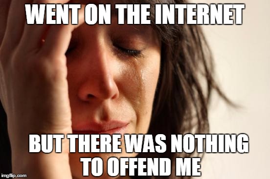 First World Problems Meme | WENT ON THE INTERNET BUT THERE WAS NOTHING TO OFFEND ME | image tagged in memes,first world problems | made w/ Imgflip meme maker