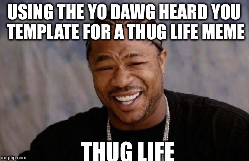 Yo Dawg Heard You | USING THE YO DAWG HEARD YOU TEMPLATE FOR A THUG LIFE MEME THUG LIFE | image tagged in memes,yo dawg heard you | made w/ Imgflip meme maker